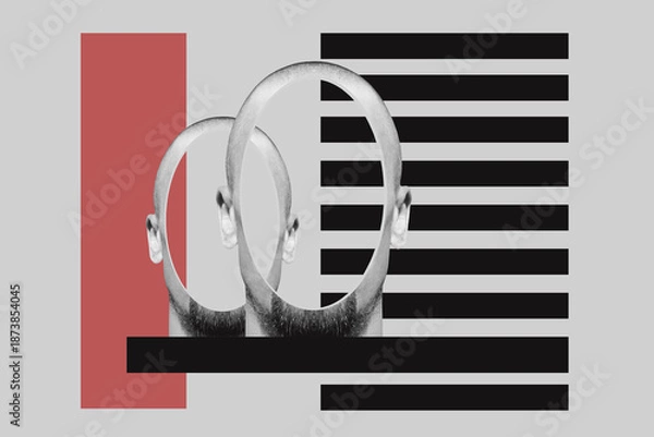 Obraz Collage with heads empty inside