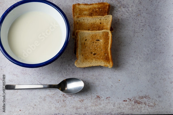 Obraz Toast Bread Served in Milk
