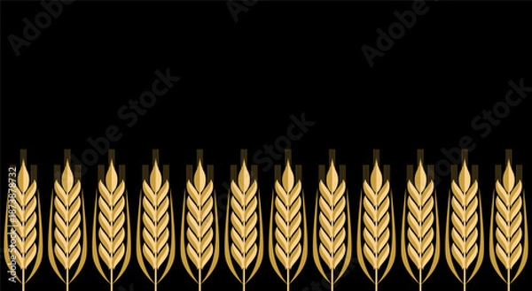 Obraz wheat seamless pattern background packaging yellow simple silhouette vector in flat