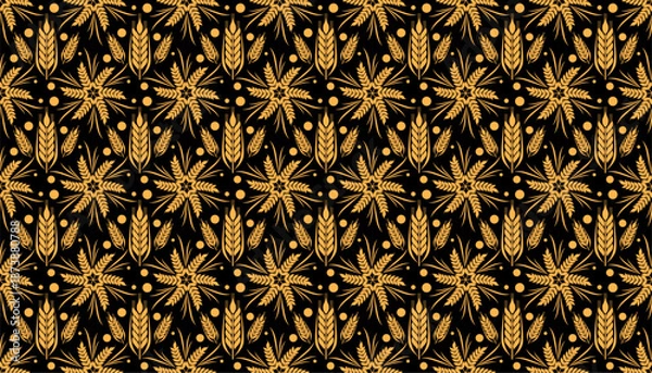 Obraz wheat seamless pattern background packaging yellow simple silhouette vector in flat