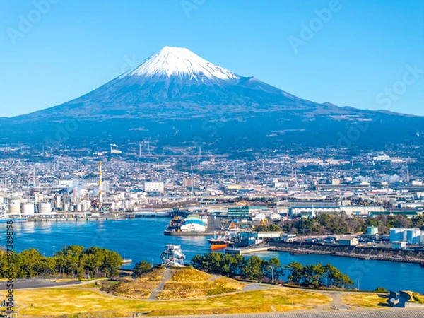 Obraz 早朝の田子の浦港と富士山（静岡県富士市）