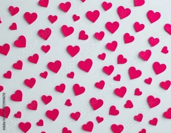 Obraz Soft Pink Heart Pattern White Background