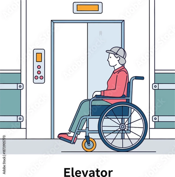 Obraz Wheelchair User Inside Elevator Accessibility Vector Illustration