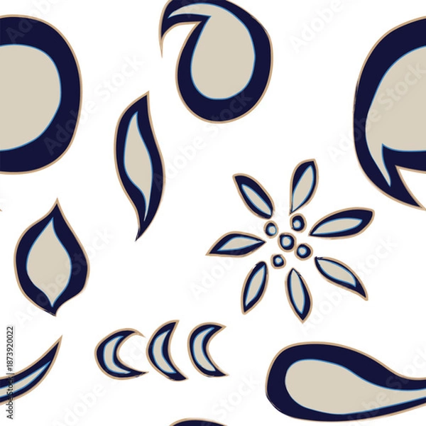 Obraz Neutral Colour Paisley abstract Seamless Pattern Design