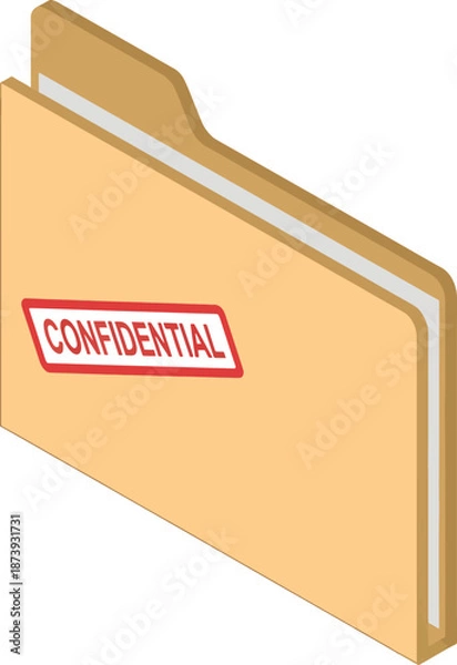 Obraz Confidential File Folder Isometric Icon Sensitive Document Data