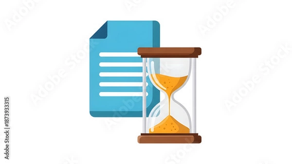 Fototapeta Document with hourglass symbolizing backup time control