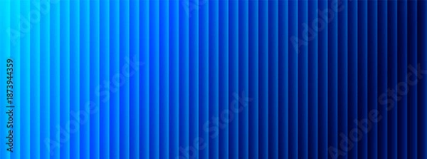 Obraz Blue gradient ribbed glass abstract background. Refracted striped creative vector long backdrop for business presentations, web header design