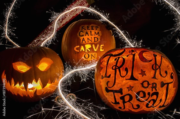 Fototapeta Carved Pumpkin Halloween Display