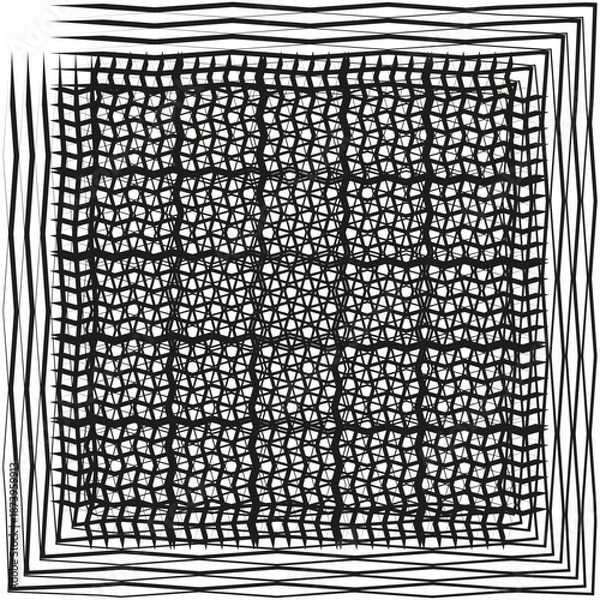 Obraz Wavy square mesh. Geometric grid Vector. Professional gray pattern detail. Abstract framed structural backdrop area. EPS 10.