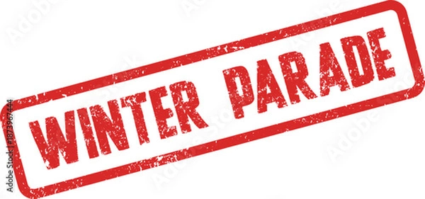 Obraz Textured red rectangular stamp with the phrase Winter Parade on a clean background