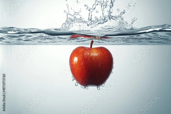Obraz Red Apple Dropping Into Water Splash