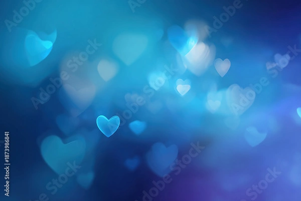 Obraz 青い背景のハート模様