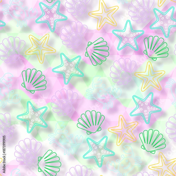 Obraz Pastel Sea Life Seamless pattern