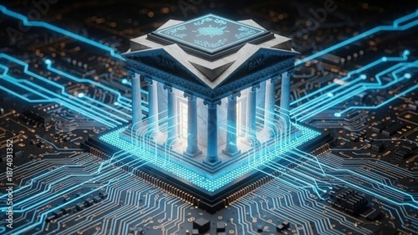 Obraz Modern tech structure isolated on white background