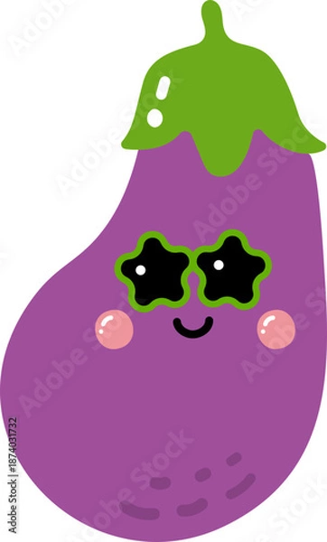 Obraz Cute Cartoon Eggplant