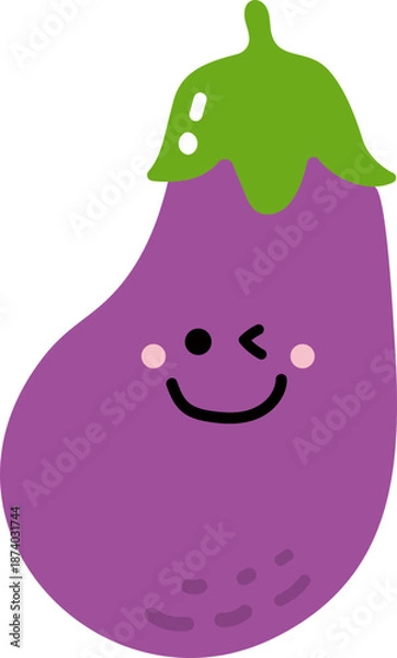 Obraz Cute Cartoon Eggplant