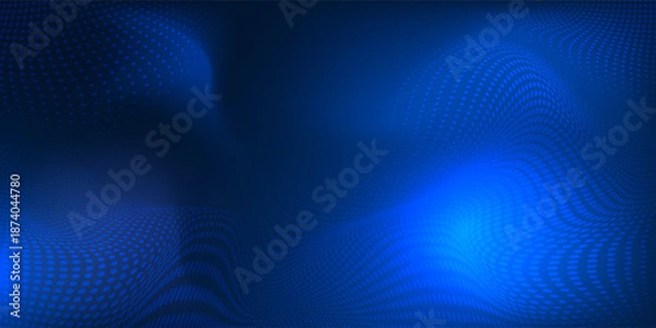 Obraz Dot white blue wave light screen gradient texture background. Abstract technology big data digital background.