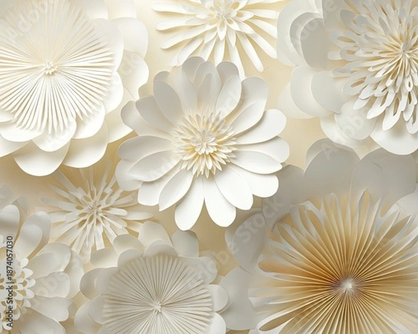 Obraz White Paper Flowers Decorative Background