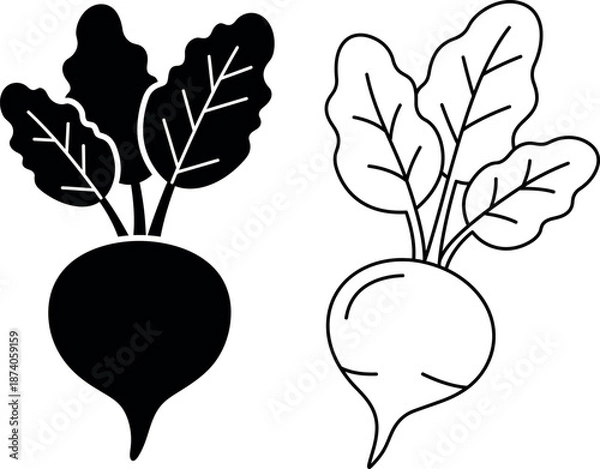 Fototapeta Beetroot icon set with silhouette