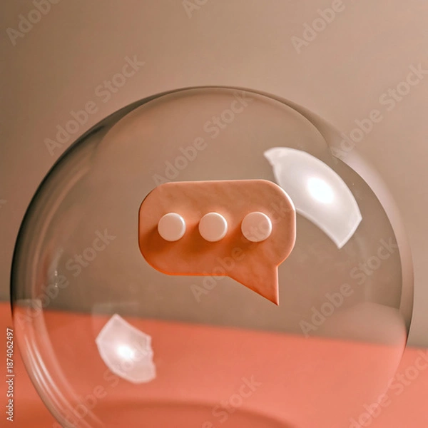 Fototapeta Three-Dimensional Messaging Bubble within a Crystal Sphere for Secure Digital Conversations