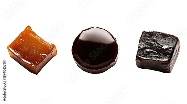 Obraz Assorted gourmet chocolates on transparent background