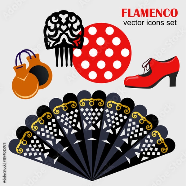 Obraz flamenco vector set icons
