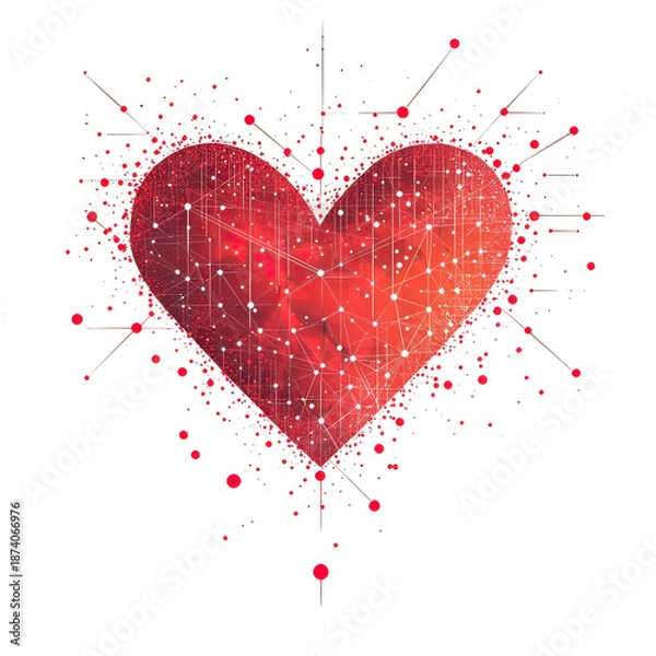 Obraz Abstract red heart with dots