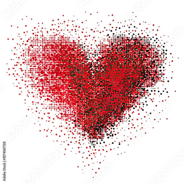 Obraz Abstract heart shape with red dots