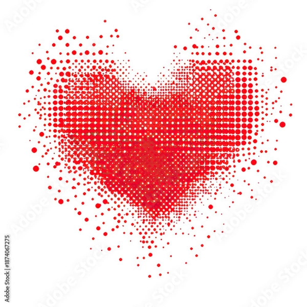 Obraz Vibrant red heart halftone design