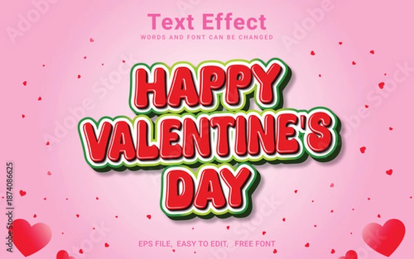 Obraz Editable Valentine 3d style text effect vector in Illustrator	