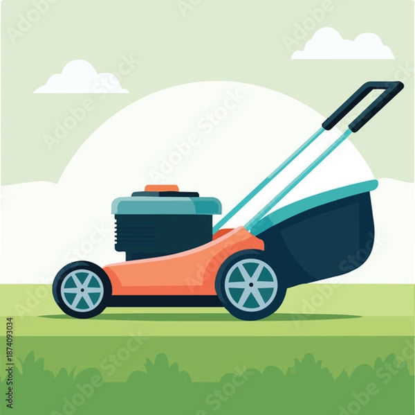 Obraz lawn mower flat vector illustration icon