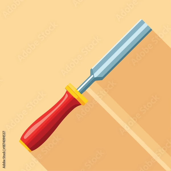 Obraz wood chisel flat vector illustration icon