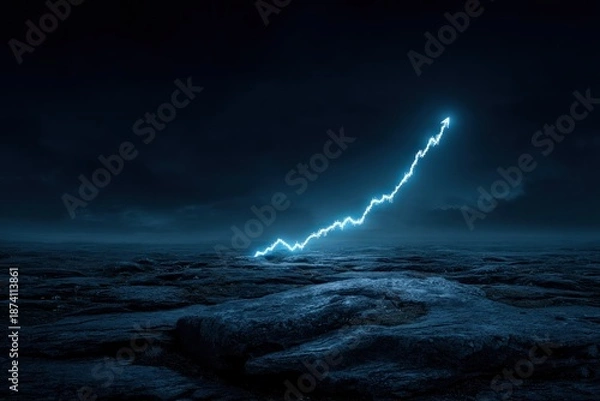 Obraz Lightning bolt forming upward arrow