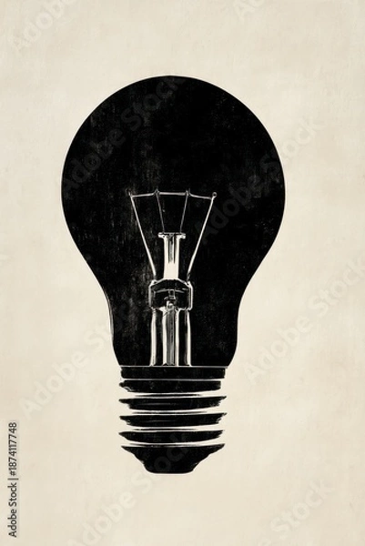 Obraz Lightbulb illustration on a beige background