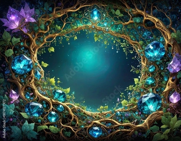 Obraz 幻想的な森の宝石フレーム