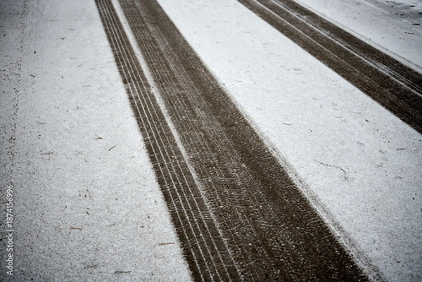 Obraz droga asfaltowa,zima 