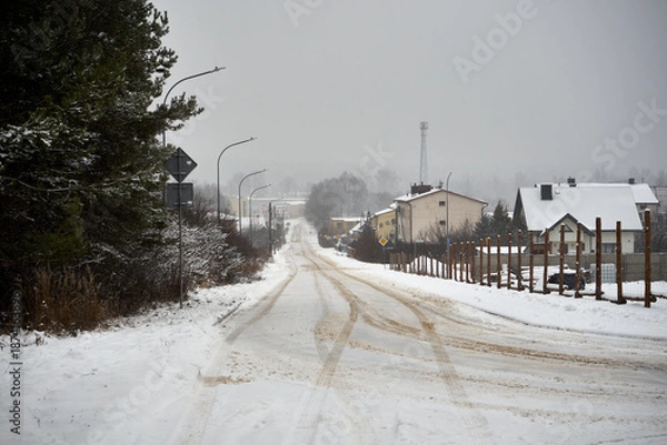 Obraz droga asfaltowa,zima 