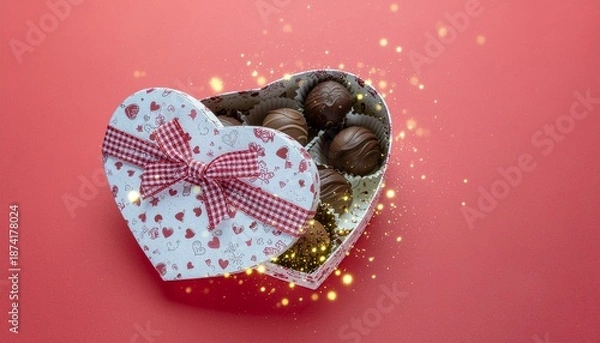 Obraz heart shaped chocolates:valentine gift box