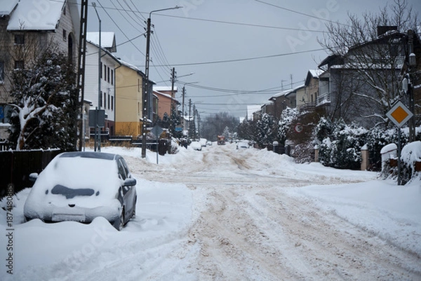 Obraz droga asfaltowa,zima 