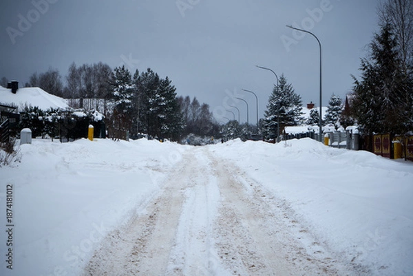 Obraz droga asfaltowa,zima 