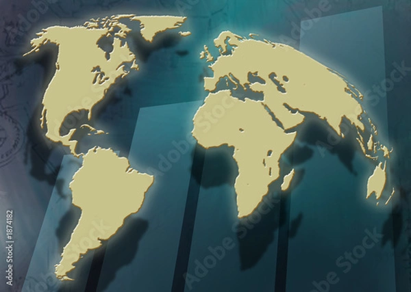 Obraz mapa świata z wykresem