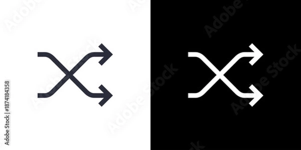 Obraz Shuffle icon concept with flat Black White Background. Vector illustration.