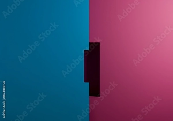 Obraz Geometric sequence of architectural forms interrupted by a deliberate spatial gap, highlighting negative space and rhythmic pattern disruption, geometry, sequence, architectural