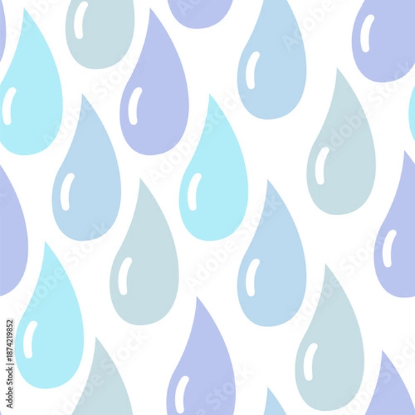 Fototapeta Vector seamless pattern with multicolored raindrops on a white background