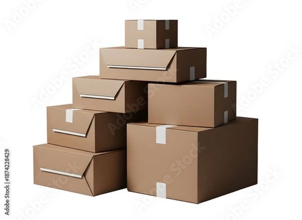 Obraz cardboard boxes on white transparent background