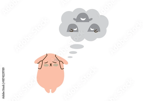 Obraz 耳を塞ぐゆるいうさぎ