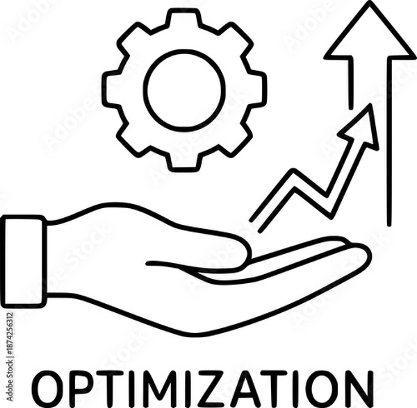 Obraz hand optimization technology tool gear icon sign, symbol, vector, art