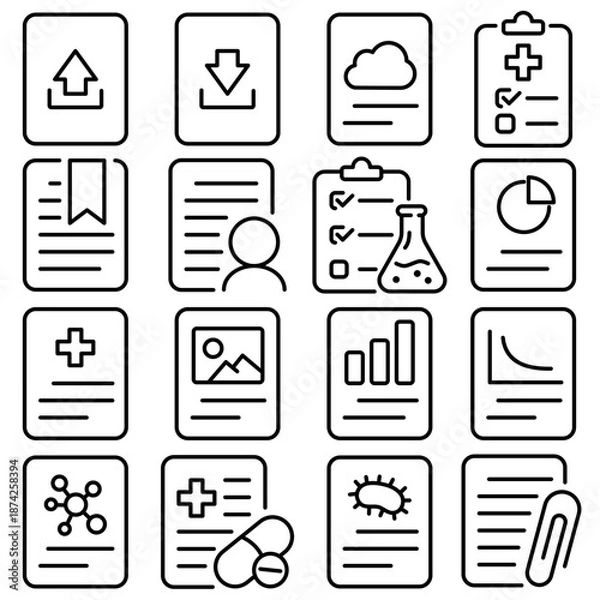 Obraz Documents Icon Set Outline Style (Part 3)