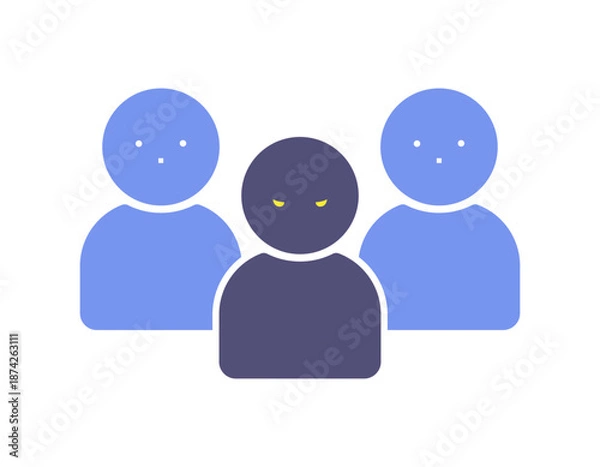 Obraz 1人の人物が怖い顔をしている3人組のアイコン - 悪人や犯人、犯罪者･スパイのイメージイラスト