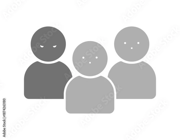 Obraz 1人の人物が怖い顔をしている3人組のアイコン - 悪人や犯人、犯罪者･スパイのイメージイラスト